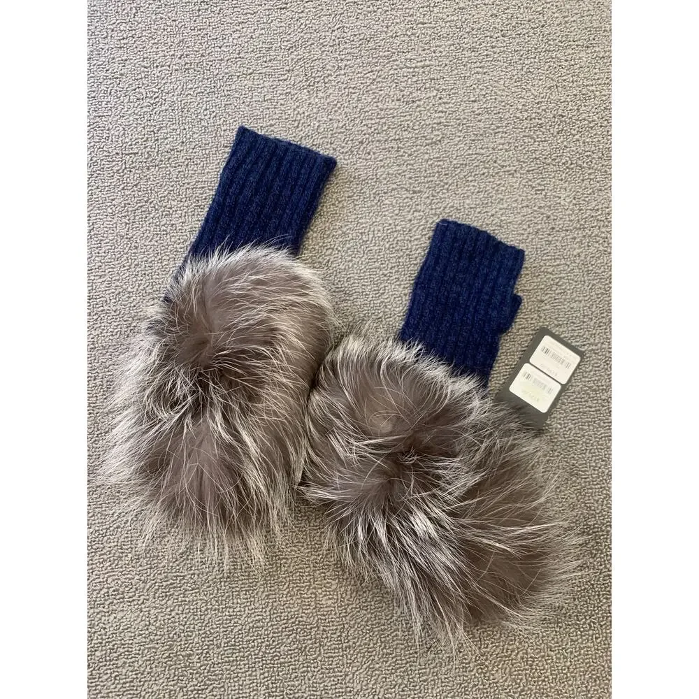 Zoe‎ Couture Women One Size Blue Cashmere Gloves NWT
